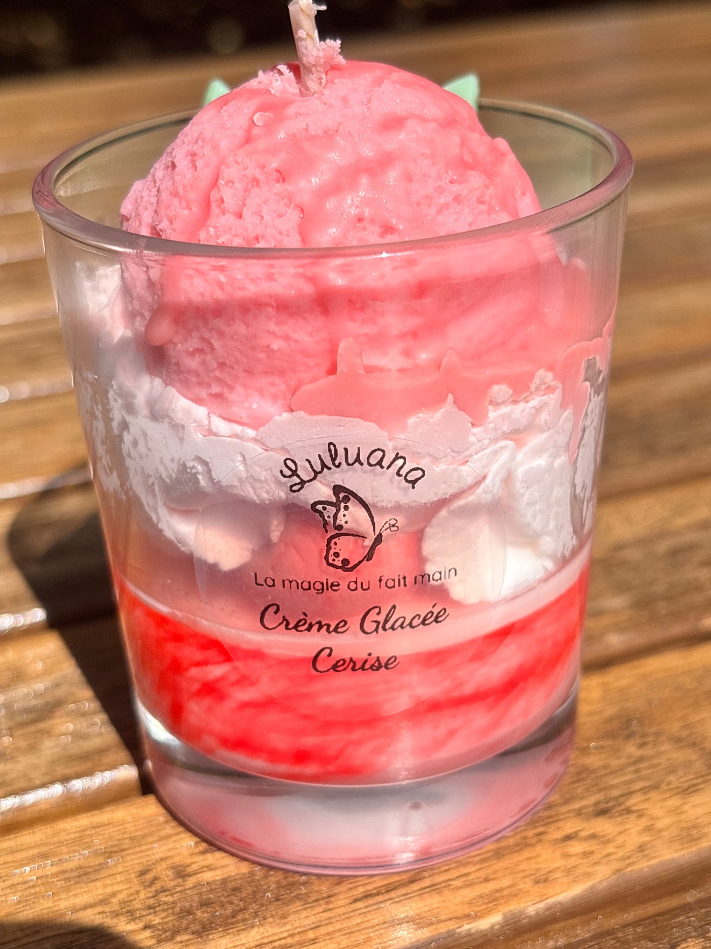Bougie Gourmande Crème Glacée Cerise - vue de face
