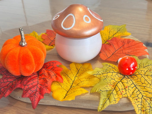 Bougie Minera Champignon couvercle ouvert – détail cire