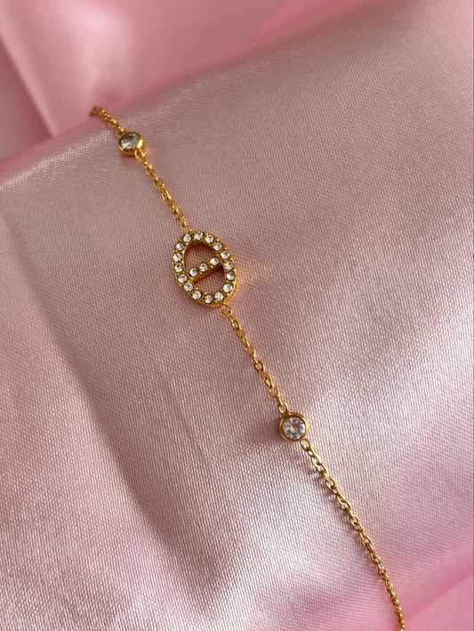 Bracelet Évelyne Strass Doré - chaîne fine maillon marin pavé strass