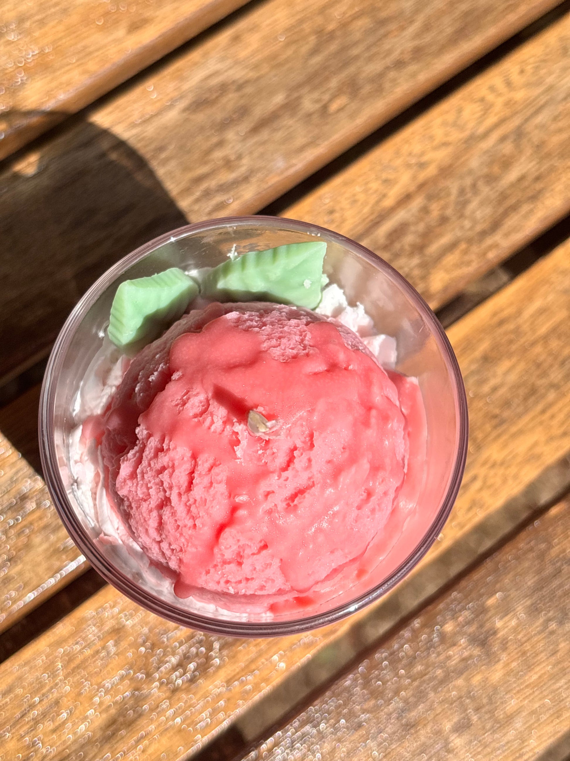 Bougie Gourmande Crème Glacée Cerise - vue de dessus